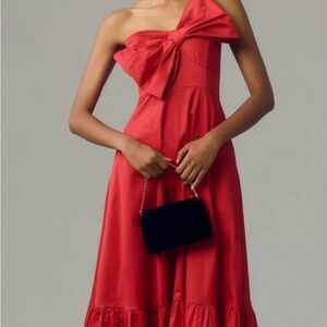 Anthropology RED HUTCH BOW-TIE MAXI dress 12p